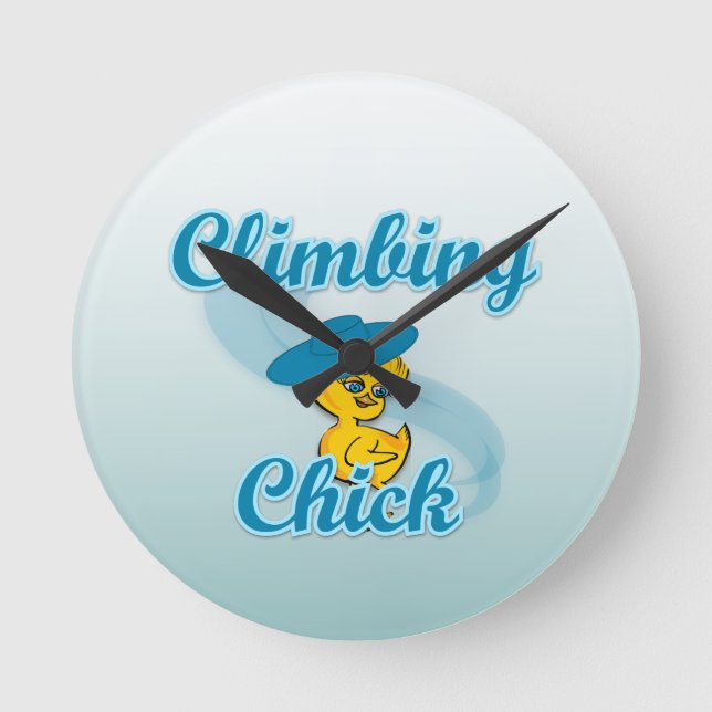 Climbing Chick #3 Round Clock (Front)