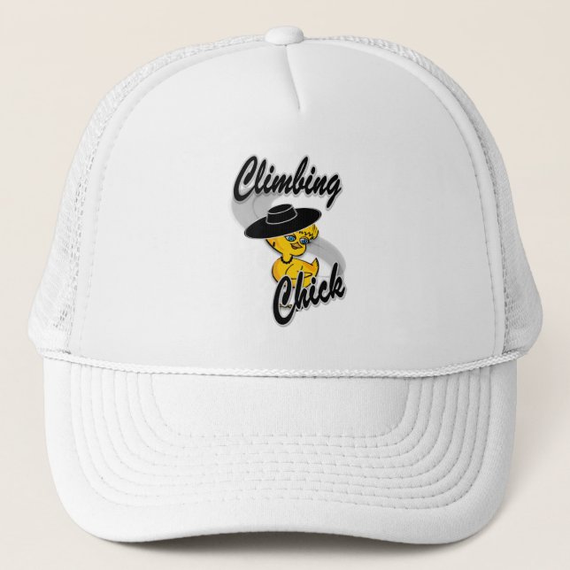 Climbing Chick #4 Trucker Hat (Front)