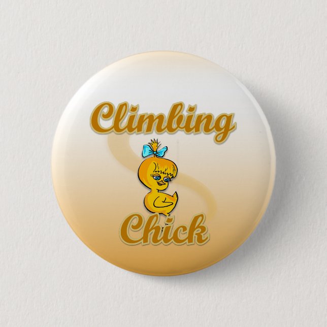 Climbing Chick 6 Cm Round Badge (Front)