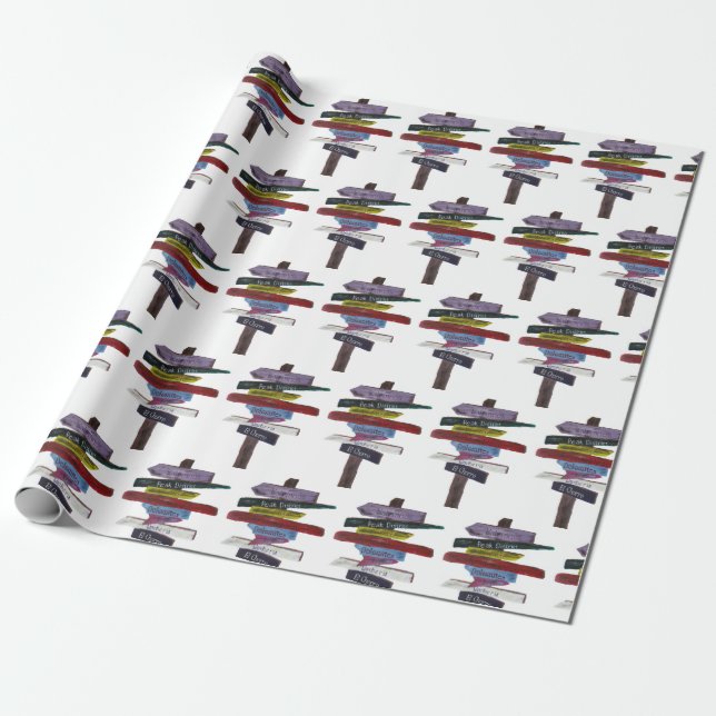 Climbing destinations wrapping paper (Unrolled)
