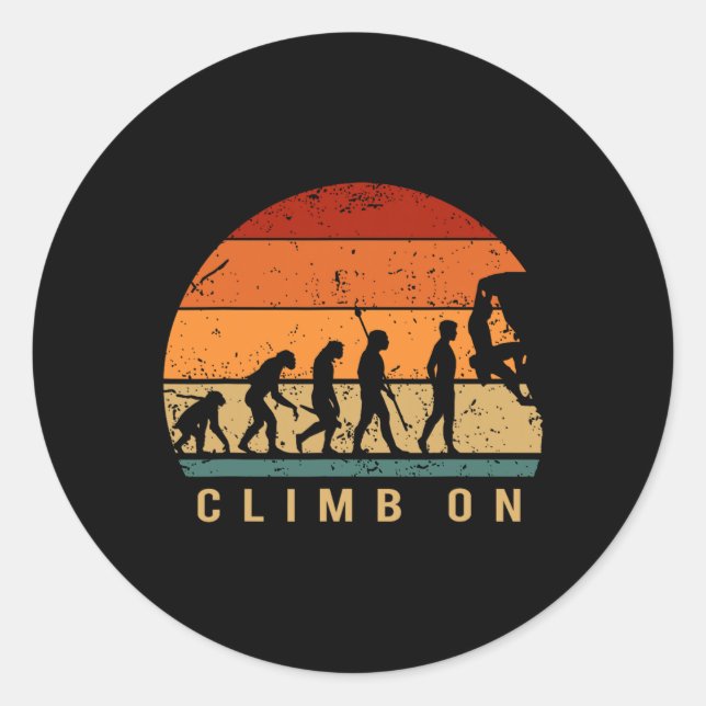 Climbing Evolution - Bouldering Climbing Mountaine Classic Round Sticker (Front)