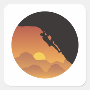 Climbing Flat Design Vector Silhouette Square Sticker