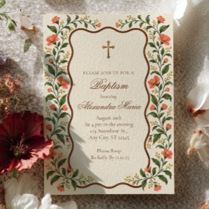 Climbing Floral Baptism Invitation
