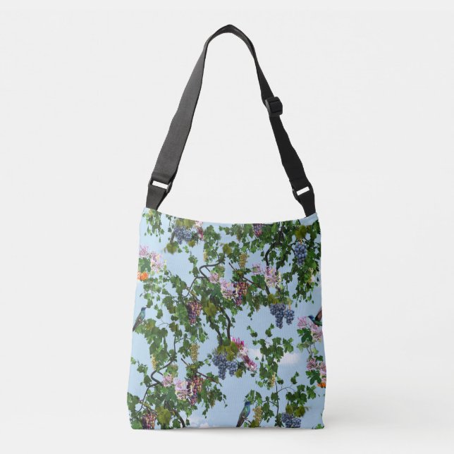 Climbing grapevines & honeysuckles flowers crossbody bag (Front)