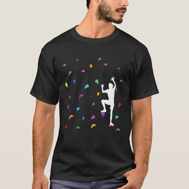 Climbing Graphic Rock Climber Bouldering Mountaine T-Shirt (Front)