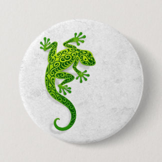 Climbing Green Gecko on a White Wall 7.5 Cm Round Badge
