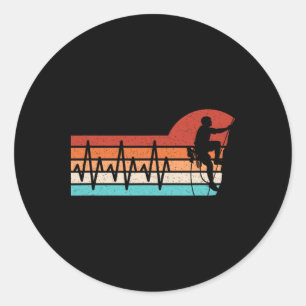 Climbing Heartbeat Retro Climb Funny Rock Climber Classic Round Sticker
