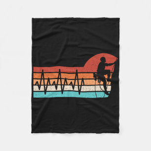 Climbing Heartbeat Retro Climb Funny Rock Climber Fleece Blanket