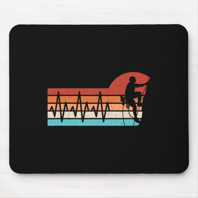 Climbing Heartbeat Retro Climb Funny Rock Climber  Mouse Pad (Front)