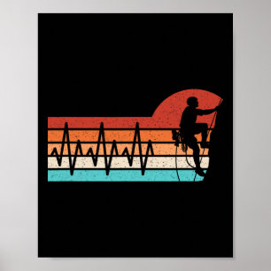 Climbing Heartbeat Retro Climb Funny Rock Climber  Poster