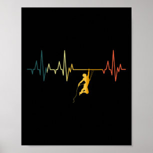Climbing Heartbeat Retro Climbing Sport Ecg Climbe Poster