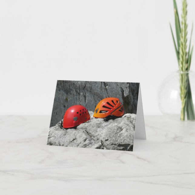 Climbing Helmets on a Rock Blank Card (Front)