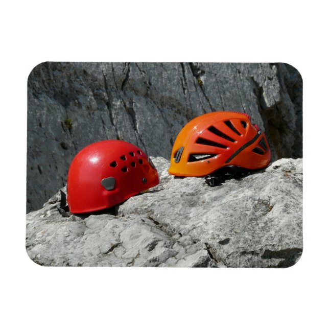 Climbing Helmets on a Rock Magnet (Horizontal)