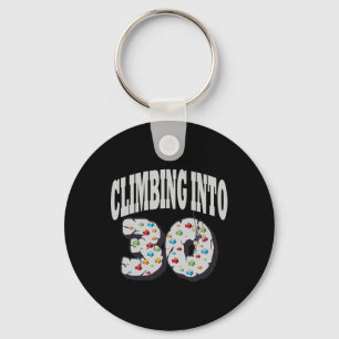 Climbing Into 30 Year Old Rock Climbing Birthday Key Ring
