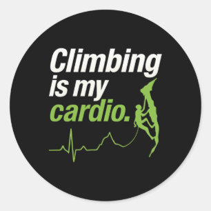 Climbing Is My Cardio Ecg Adventure Graphic Classic Round Sticker