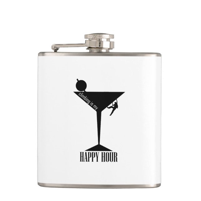 Climbing Is My Happy Hour Hip Flask (Front)
