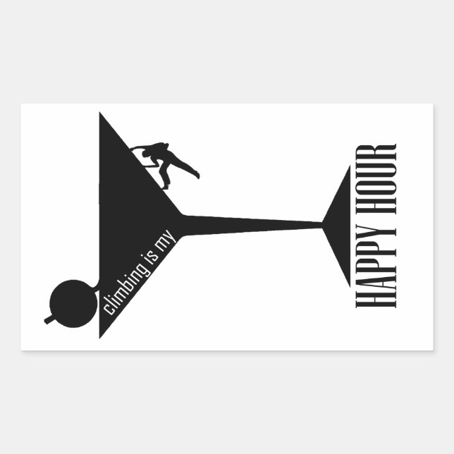 Climbing Is My Happy Hour Rectangular Sticker (Front)