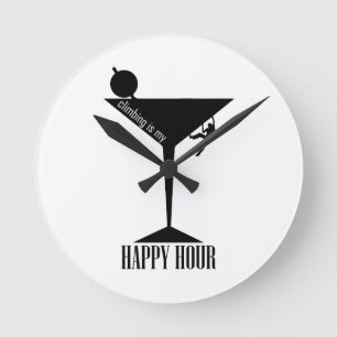 Climbing Is My Happy Hour Round Clock