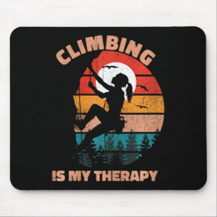 Climbing Is My Therapy Women Vintage Rock Climbing Mouse Pad