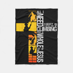 Climbing Jesus Is My Rock Christian Rock Climber B Fleece Blanket