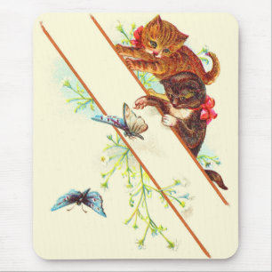 climbing kittens and butterflies mouse pad