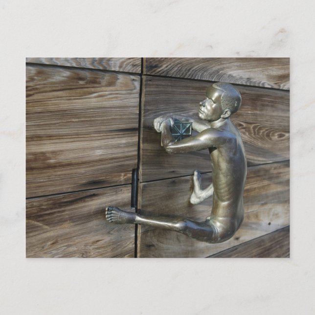 Climbing Man Door Knob Postcard (Front)