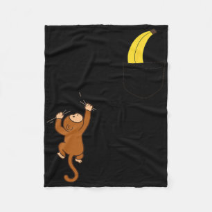 Climbing Monkey Banana Pocket Graphic Kids Funny D Fleece Blanket