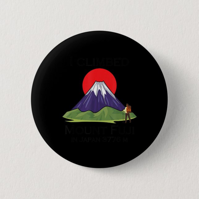 Climbing Mount Fuji  6 Cm Round Badge (Front)