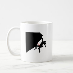 Climbing Mountain Girl Black Silhouette Coffee Mug