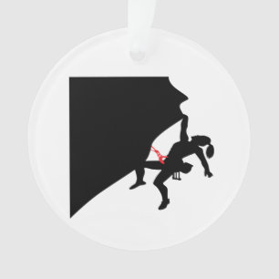 Climbing Mountain Girl Black Silhouette Ornament