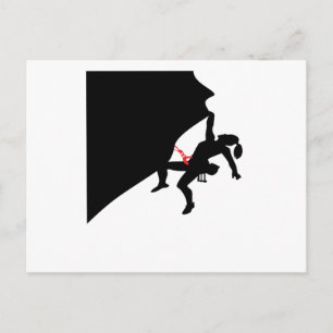 Climbing Mountain Girl Black Silhouette Postcard