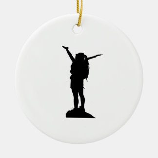 Climbing mountain girl silhouette ceramic ornament