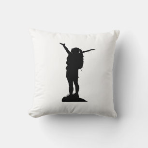 Climbing mountain girl silhouette cushion