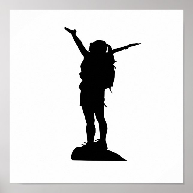 Climbing mountain girl silhouette poster (Front)