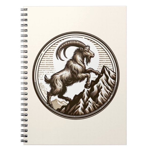 Climbing Mountain Goat Capricorn Birthday Zodiac Notebook (Front)