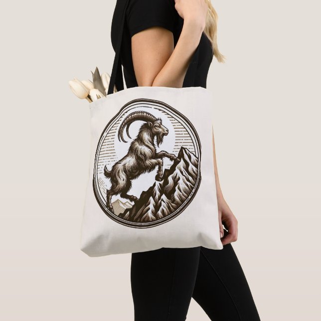 Climbing Mountain Goat Capricorn Birthday Zodiac Tote Bag (Close Up)