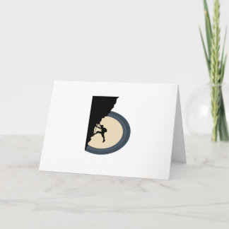 Climbing mountain man at night silhouette card