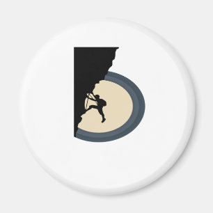 Climbing mountain man at night silhouette magnet