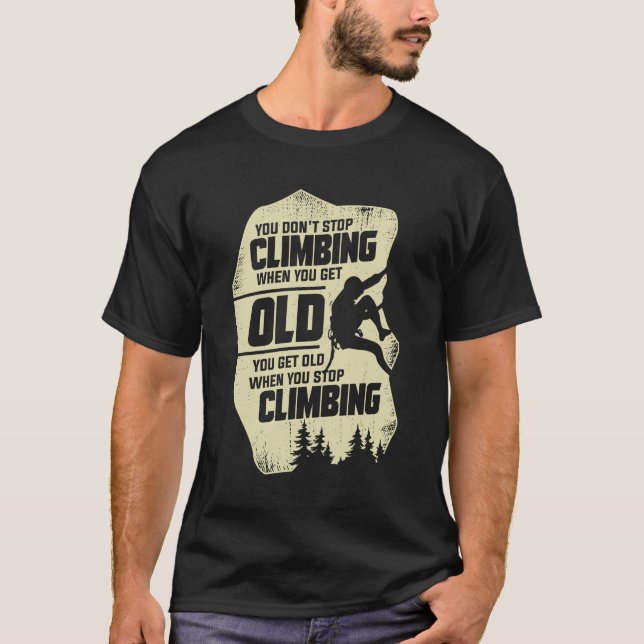 Climbing Old Man Rock Climber Grandpa Gift T-Shirt (Front)