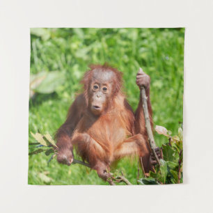 Climbing Orangutan Baby Tapestry