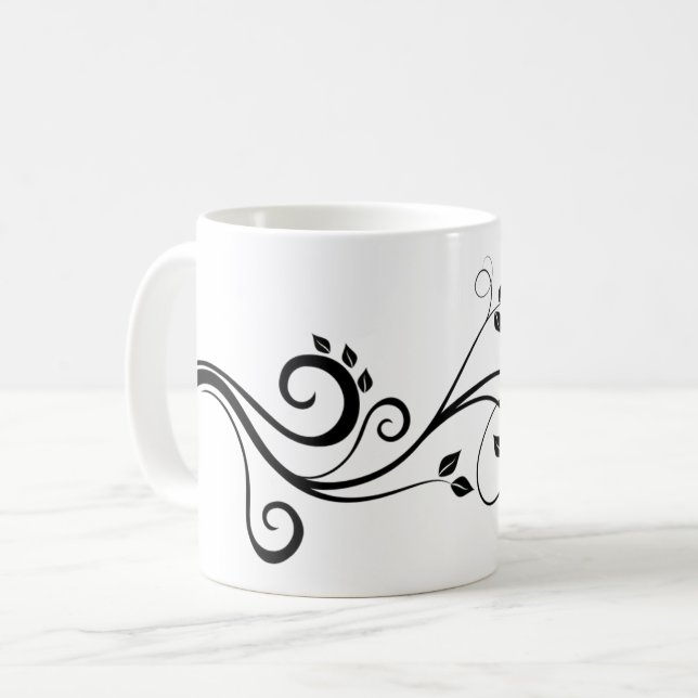 Climbing Plant Branch Leaves Pattern | Botanical Coffee Mug (Front Left)