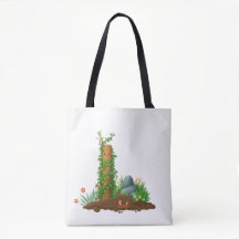 Climbing Plant Totem Tote Bag with Sunny Pun Back