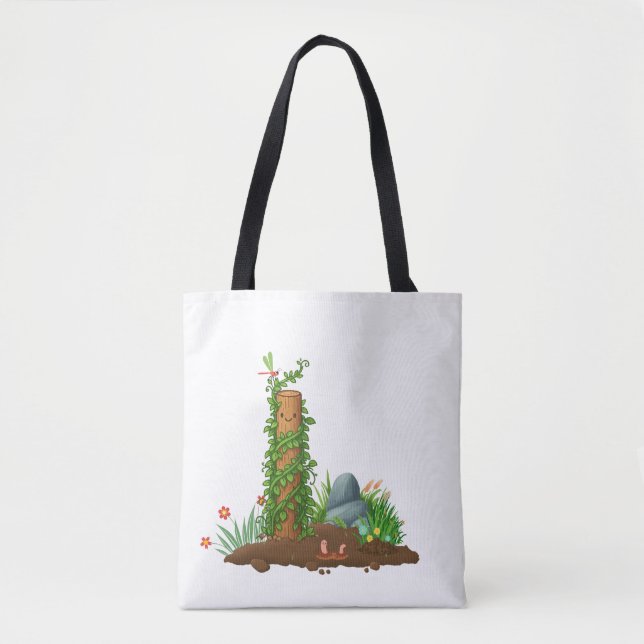 Climbing Plant Totem Tote Bag with Sunny Pun Back (Front)