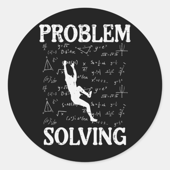 Climbing Problem Solving Math Formulas Funny Men W Classic Round Sticker (Front)