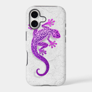 Climbing Purple Gecko on a White Wall