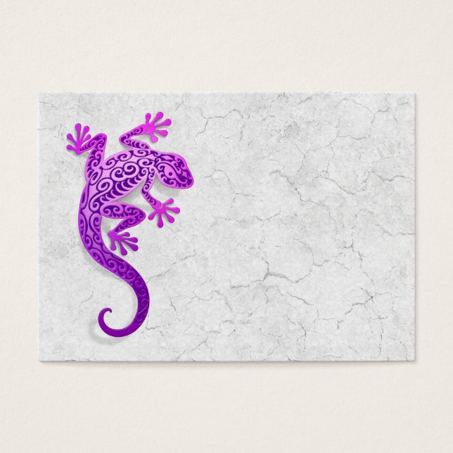 Climbing Purple Gecko on a White Wall (Front)