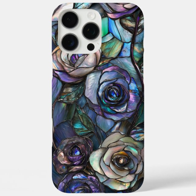 Climbing Purple White Roses Faux Stained Glass  Case-Mate iPhone Case (Back)