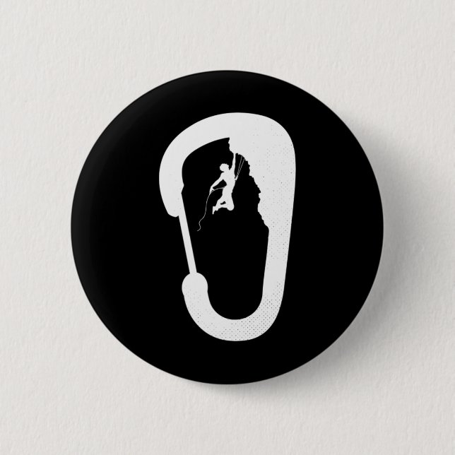 Climbing Rock Mountain Climber Carabiner Boulderin 6 Cm Round Badge (Front)