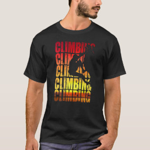 Climbing Rock Sunset Climber Bouldering Mountains  T-Shirt