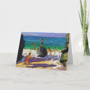 climbing rocks Porthmeor beach St Ives 2013 Holiday Card